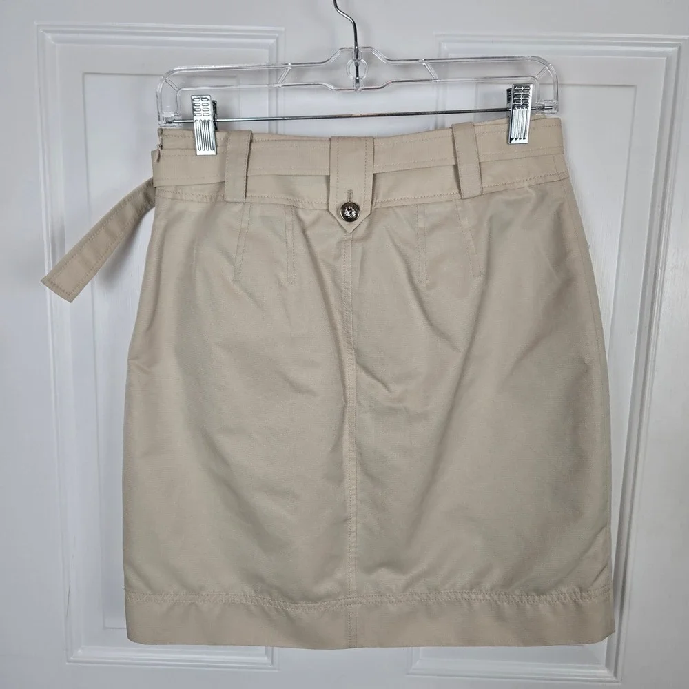 St. John Skirt Women's Size 4 Belted Cargo Pocket Utility Beige Mobwife Military